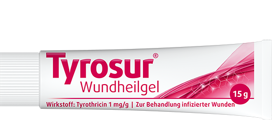 Packshot Tyrosur Wundheilgel Tube 15 g Spiegelung 01.17 transp 550x550px 2